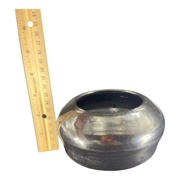 2014 Hand Made Studio Pottery Stoneware Black Shiny Glaze Ceramic Bowl Planter - Picture 6 of 16